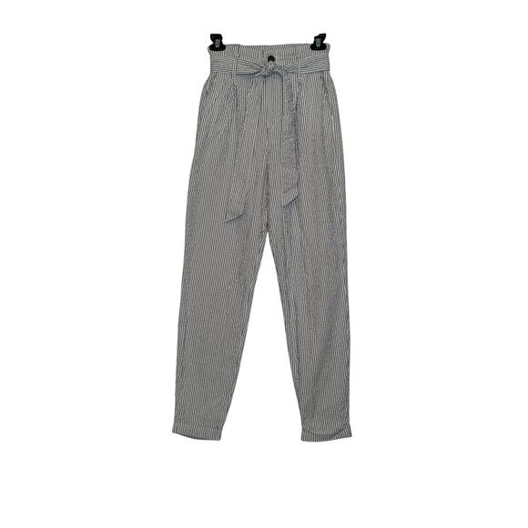 H&M white blue pinstripes pleated high waist pants size 4 - Picture 14 of 14